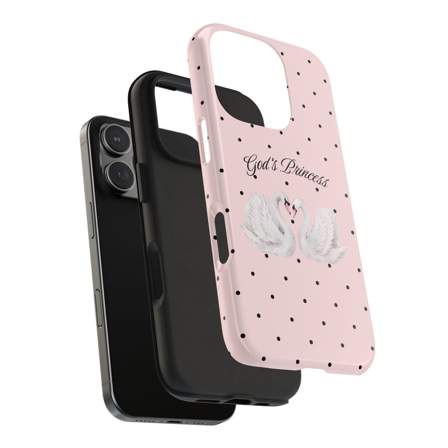 Pink / Black God's Princess Pink Swan Case