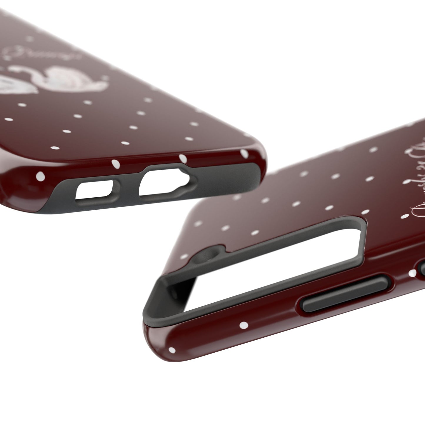 Proverbs 31 Princess Swan Tough Phone Case — Burgundy Polka Dot Protective Cover