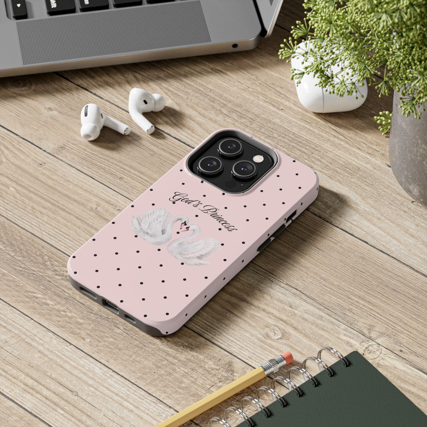 Pink / Black God's Princess Pink Swan Case