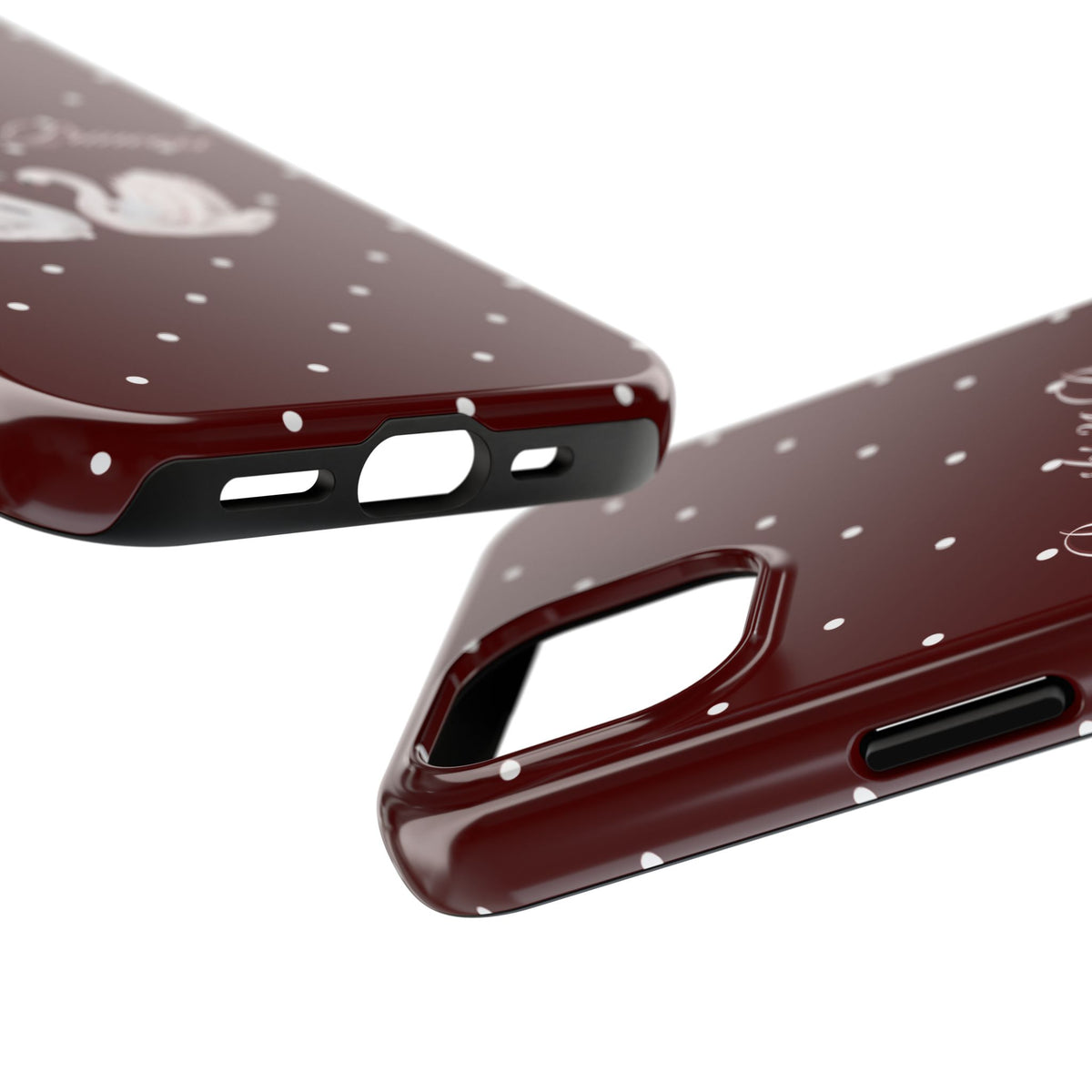 Proverbs 31 Princess Swan Tough Phone Case — Burgundy Polka Dot Protective Cover