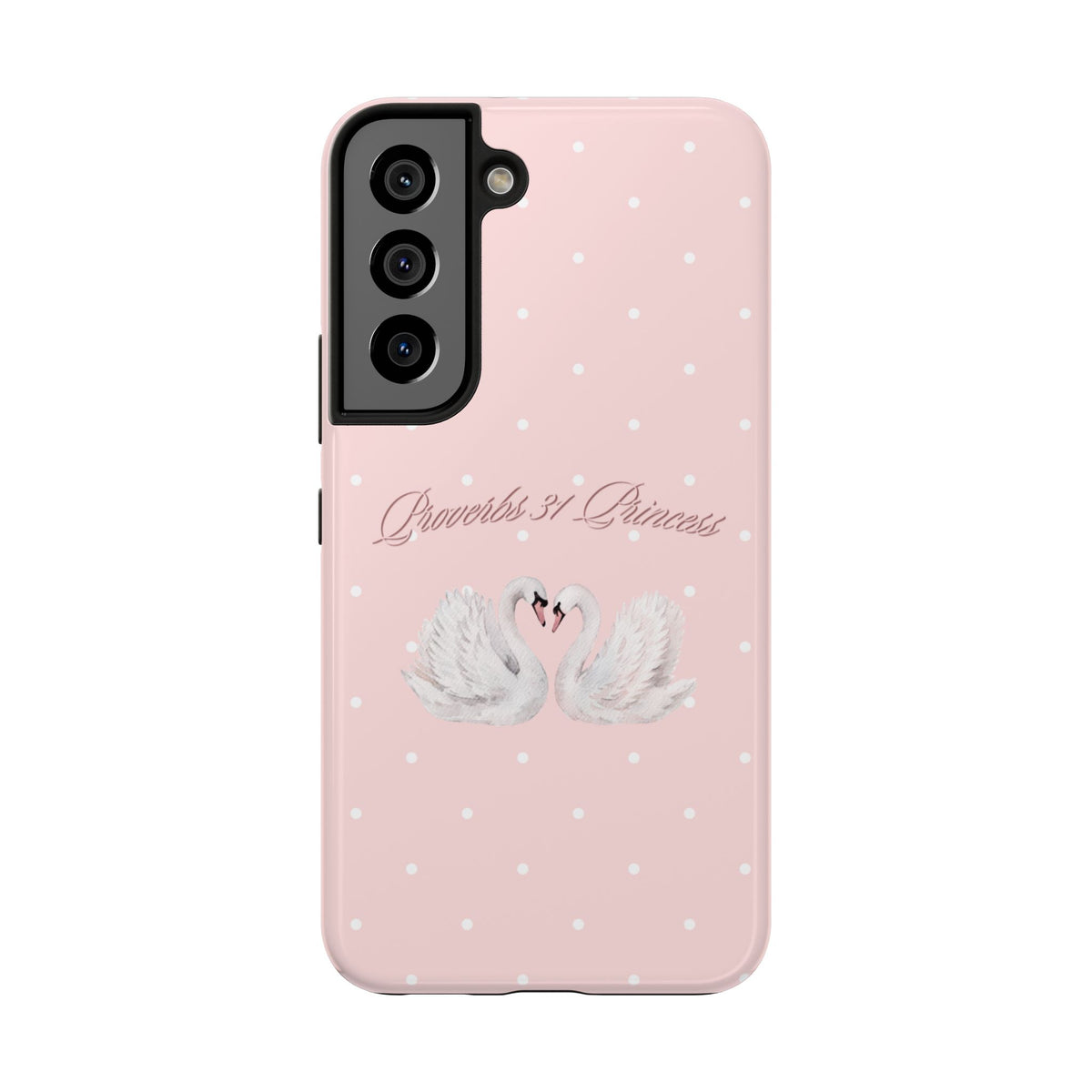 Swan Princess Tough Phone Case — Pink Polka Dot Protective iPhone Cover