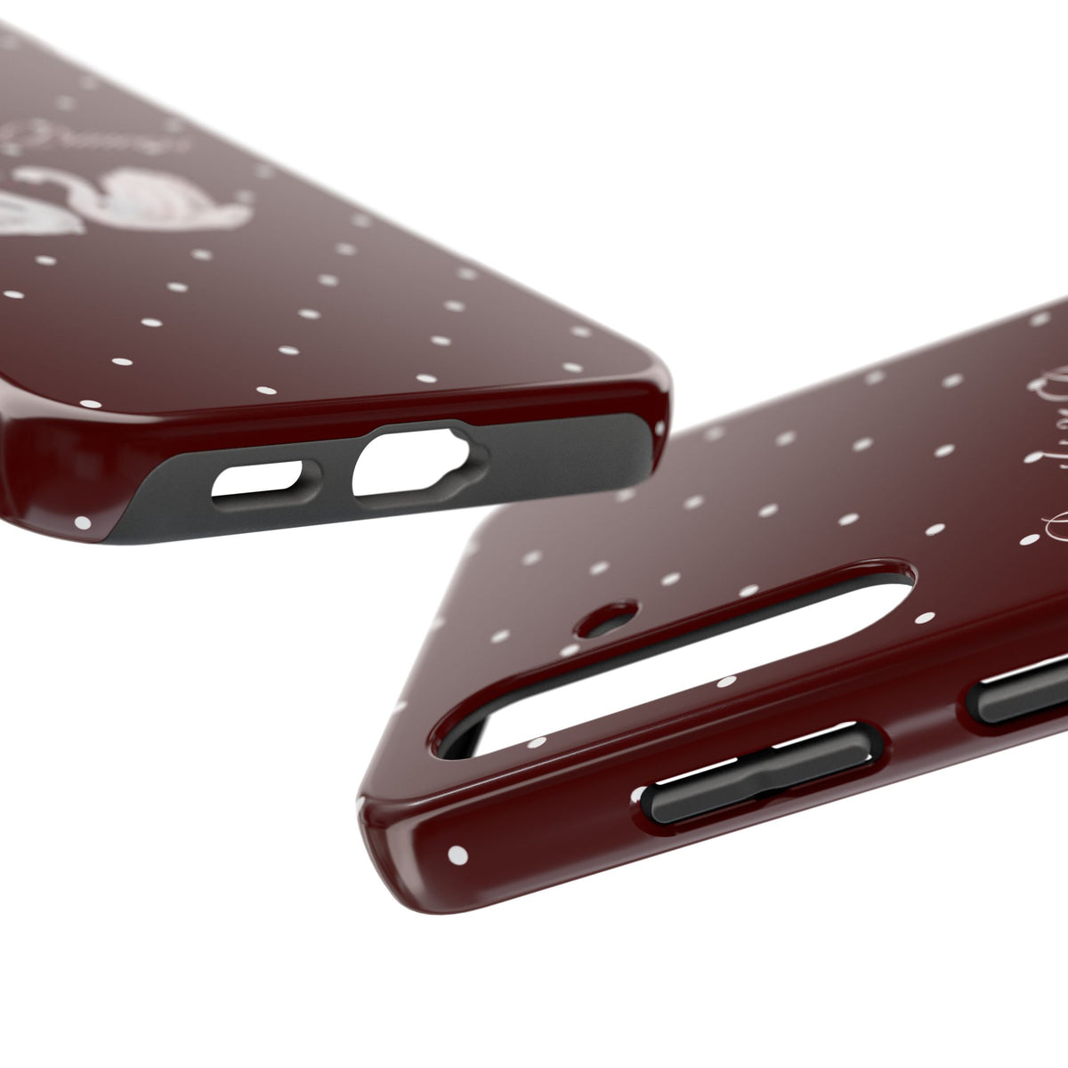 Proverbs 31 Princess Swan Tough Phone Case — Burgundy Polka Dot Protective Cover