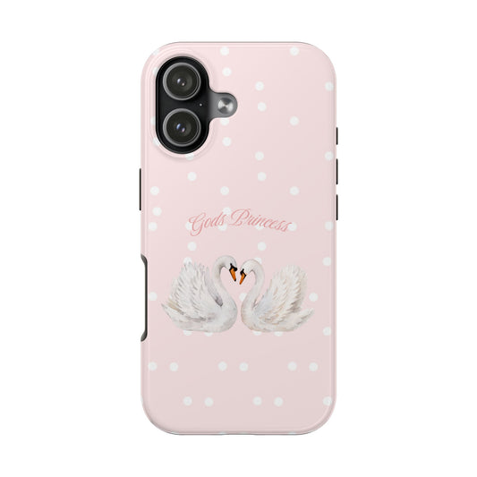 Phone Case - 'God's Princess' Swan Heart Pink Protective Case