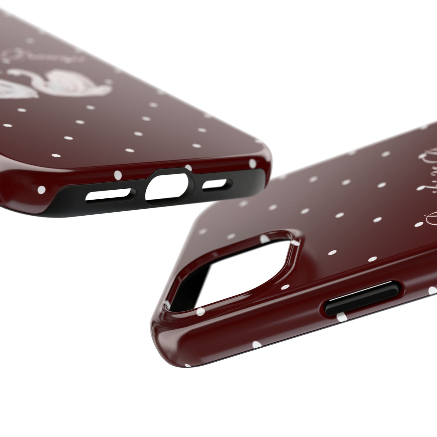 Proverbs 31 Princess Swan Tough Phone Case — Burgundy Polka Dot Protective Cover