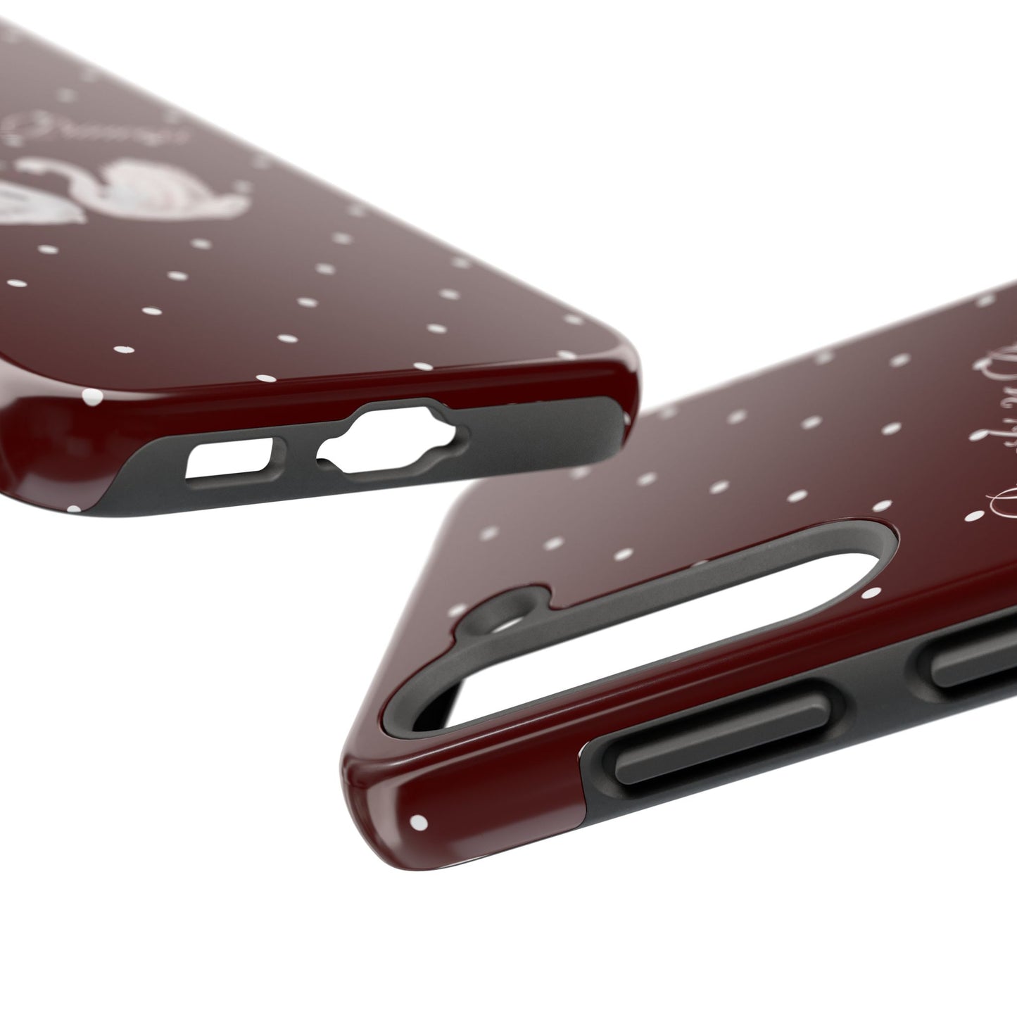 Proverbs 31 Princess Swan Tough Phone Case — Burgundy Polka Dot Protective Cover