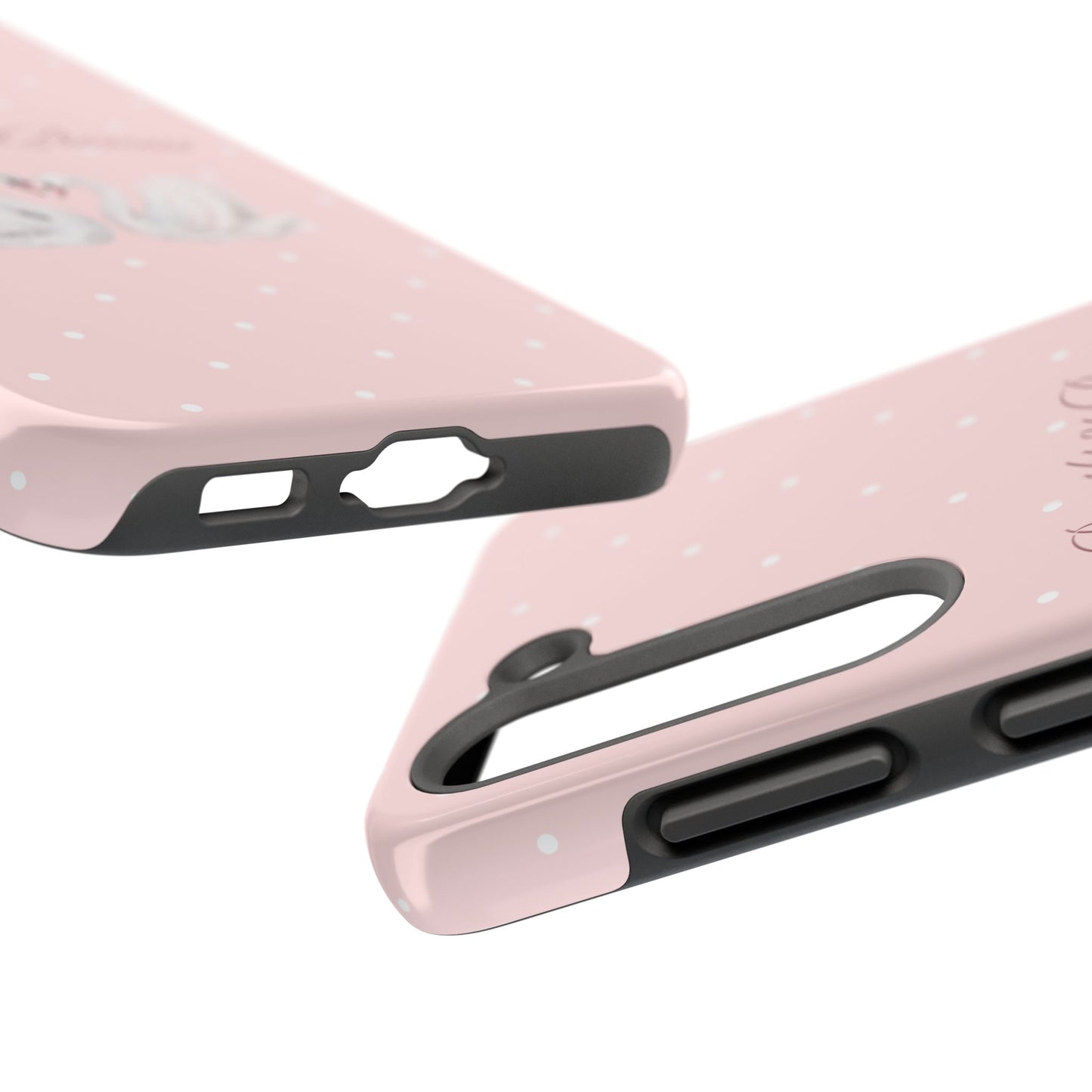 Swan Princess Tough Phone Case — Pink Polka Dot Protective iPhone Cover