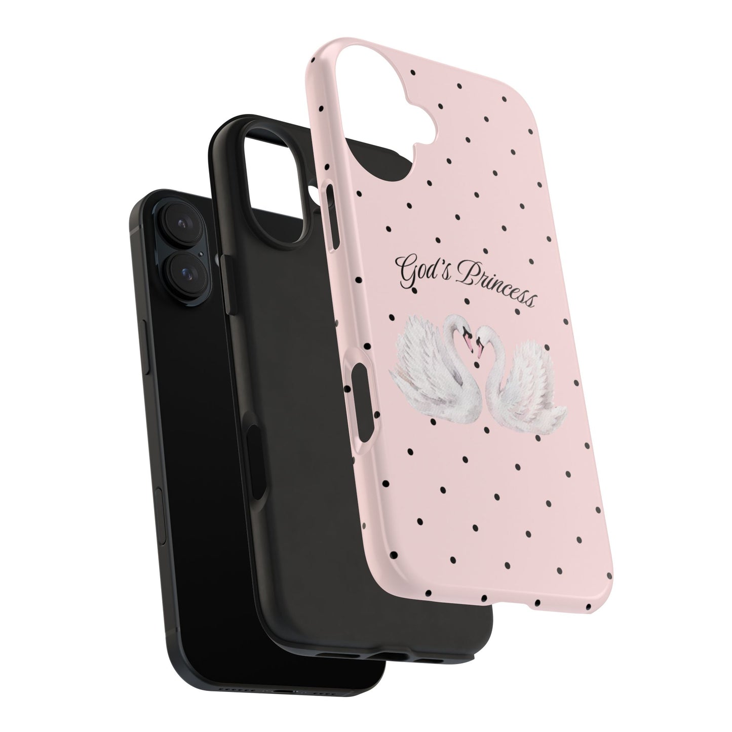 Pink / Black God's Princess Pink Swan Case