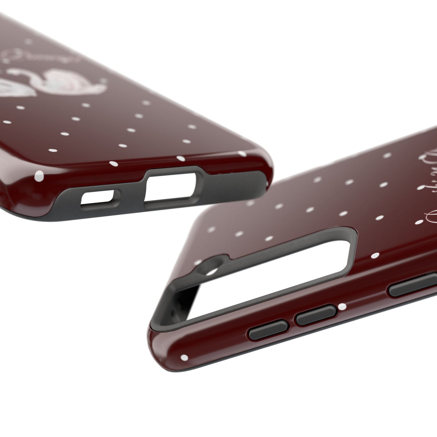 Proverbs 31 Princess Swan Tough Phone Case — Burgundy Polka Dot Protective Cover