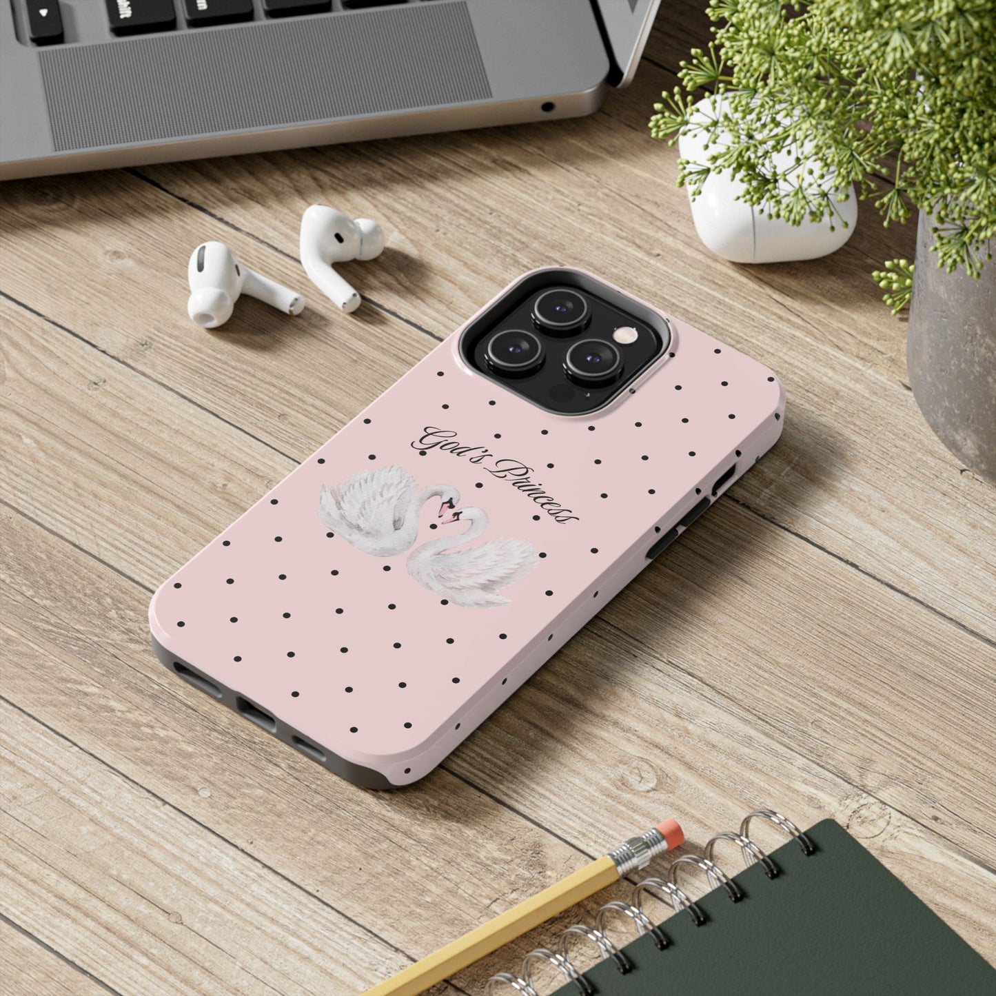 Pink / Black God's Princess Pink Swan Case