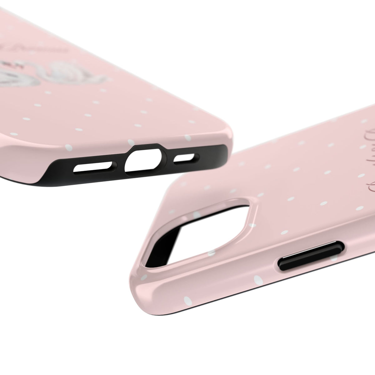 Swan Princess Tough Phone Case — Pink Polka Dot Protective iPhone Cover