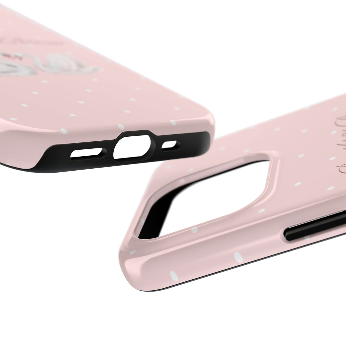 Swan Princess Tough Phone Case — Pink Polka Dot Protective iPhone Cover