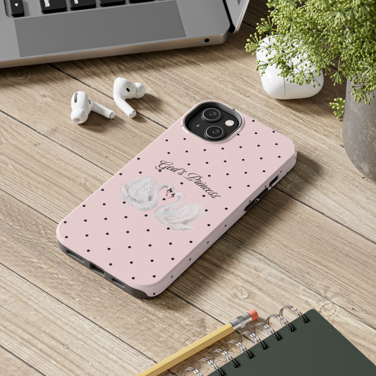 Pink / Black God's Princess Pink Swan Case