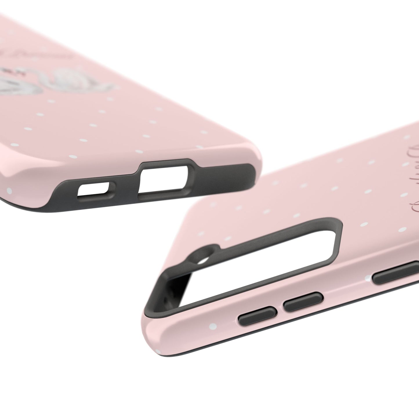 Swan Princess Tough Phone Case — Pink Polka Dot Protective iPhone Cover