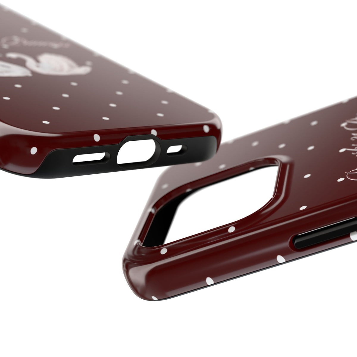 Proverbs 31 Princess Swan Tough Phone Case — Burgundy Polka Dot Protective Cover