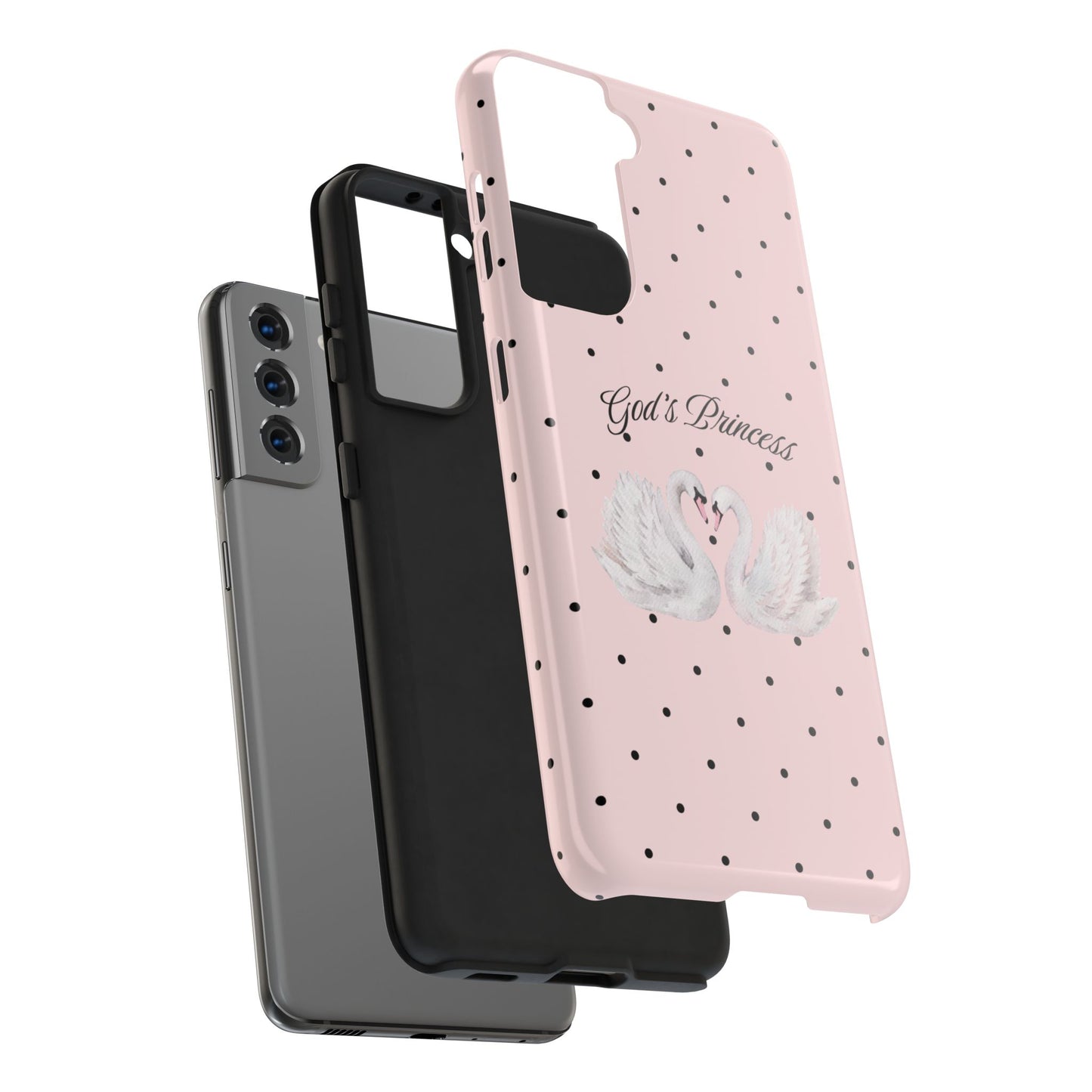 Pink / Black God's Princess Pink Swan Case