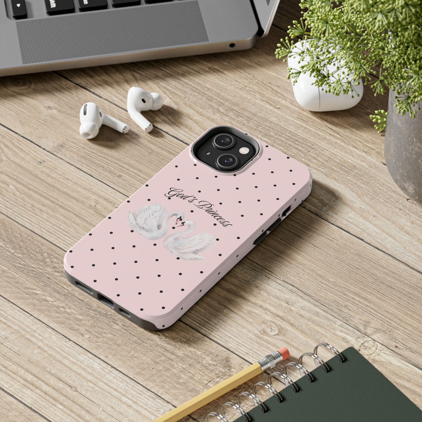 Pink / Black God's Princess Pink Swan Case