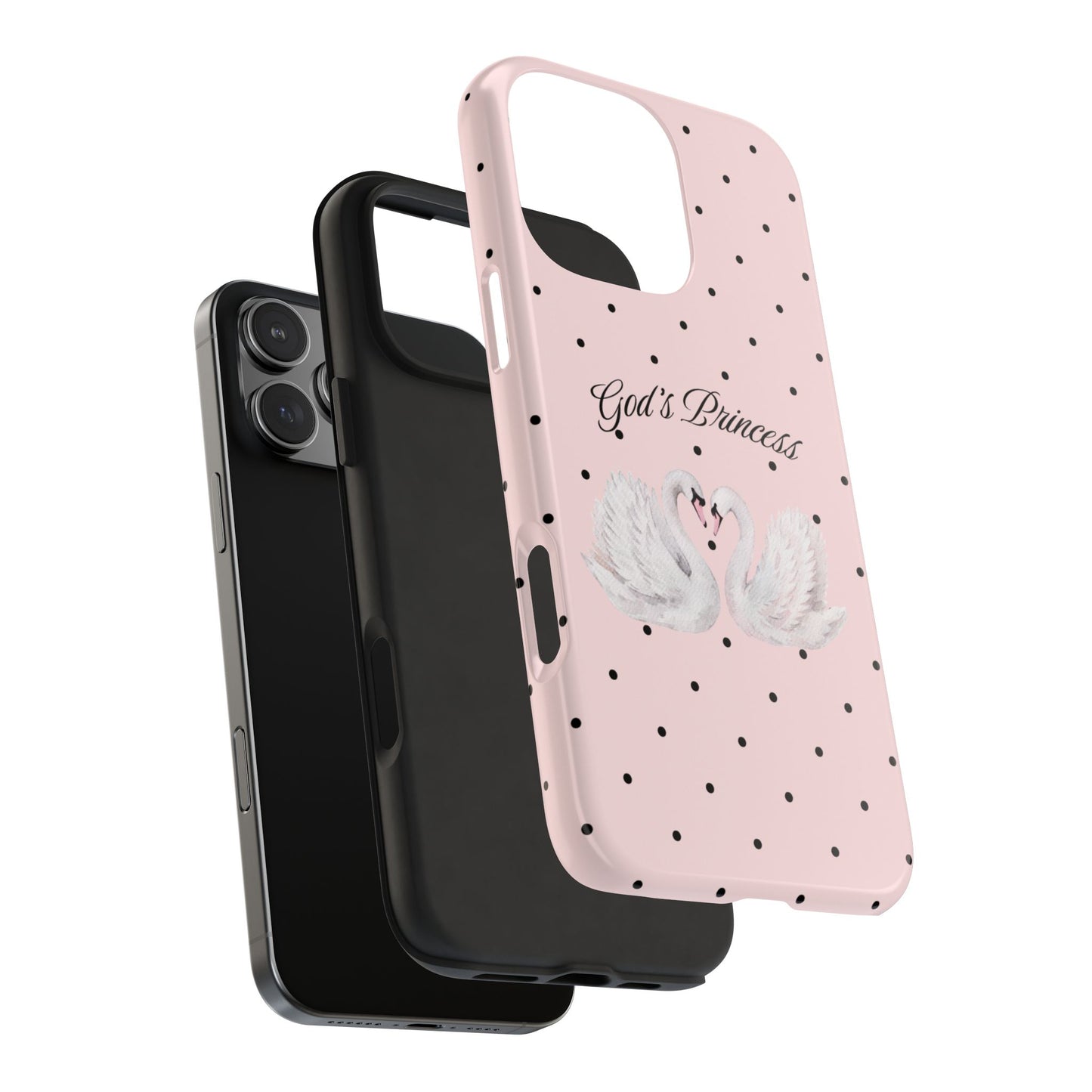 Pink / Black God's Princess Pink Swan Case