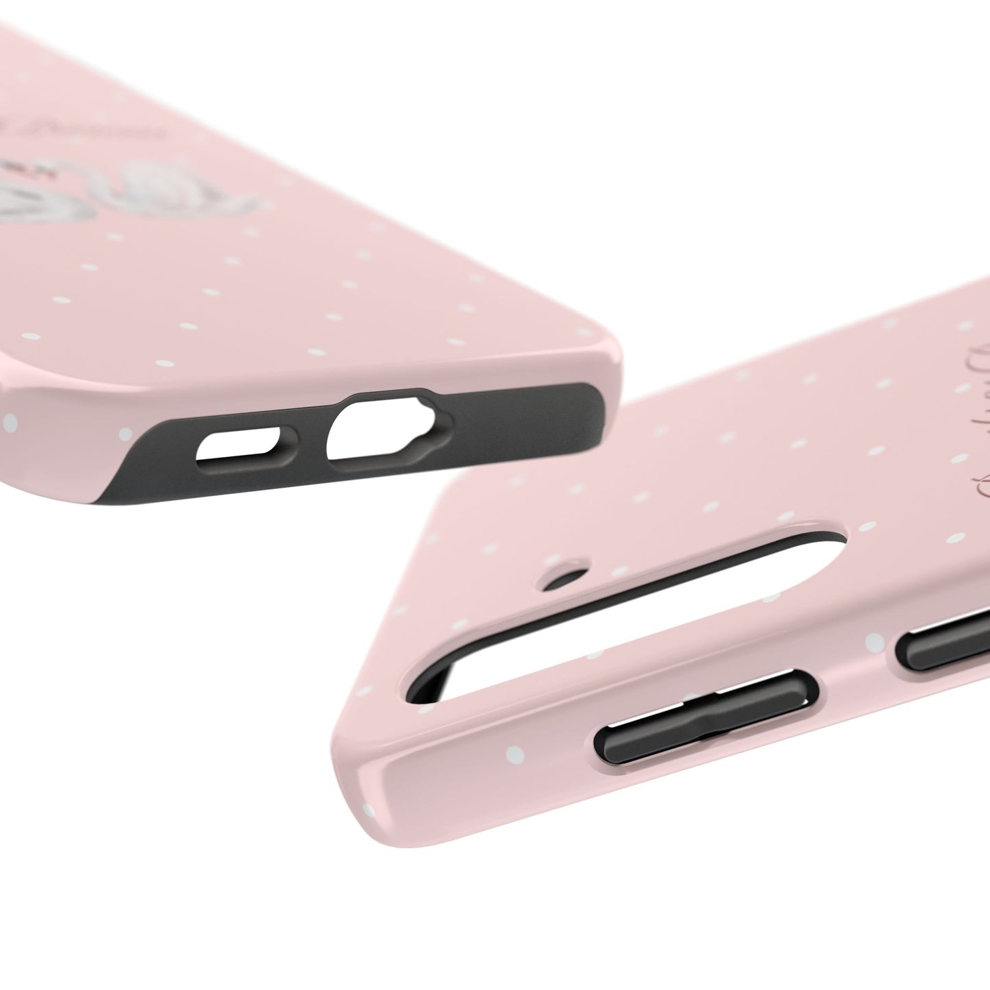 Swan Princess Tough Phone Case — Pink Polka Dot Protective iPhone Cover