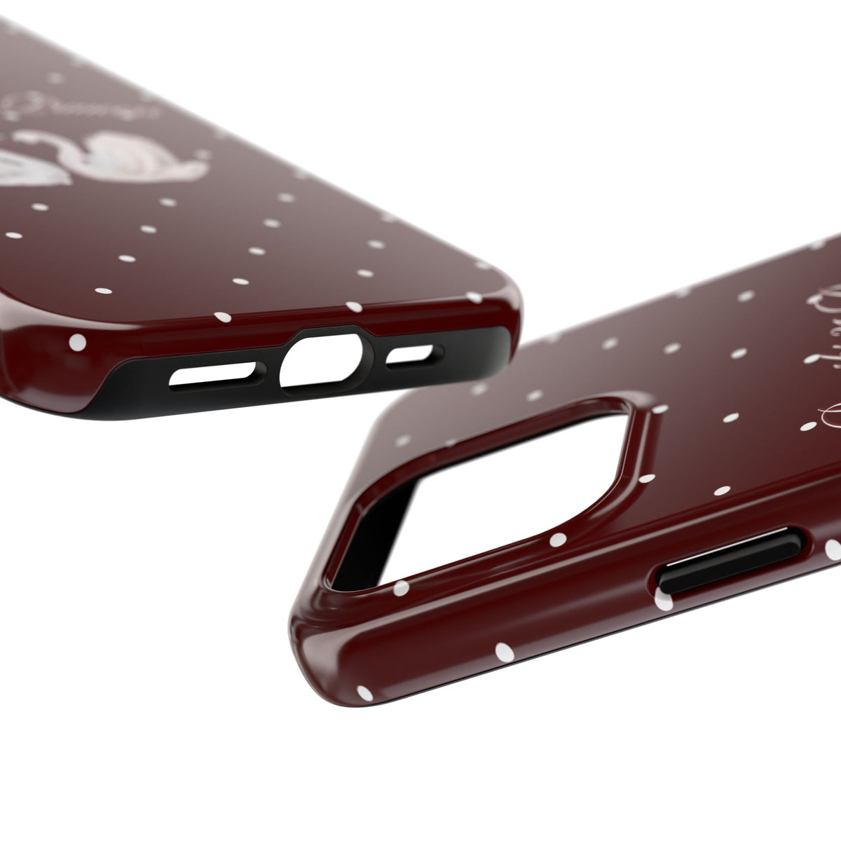 Proverbs 31 Princess Swan Tough Phone Case — Burgundy Polka Dot Protective Cover